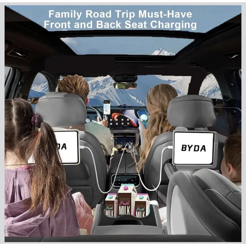 4 in 1 Retractable Car Charger,69W For Apple+Type C &RGB [Black], RGB [Black]